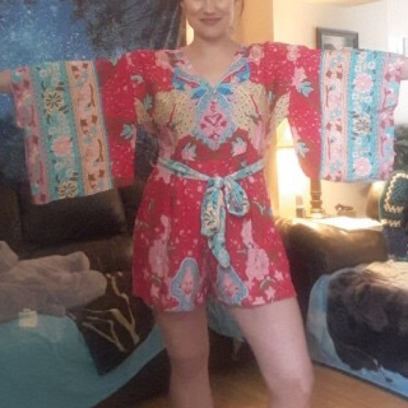 5⭐️ FAV BESTSELLER BOHO GYPSY Lotus Kimono Romper - Picture 2 of 7